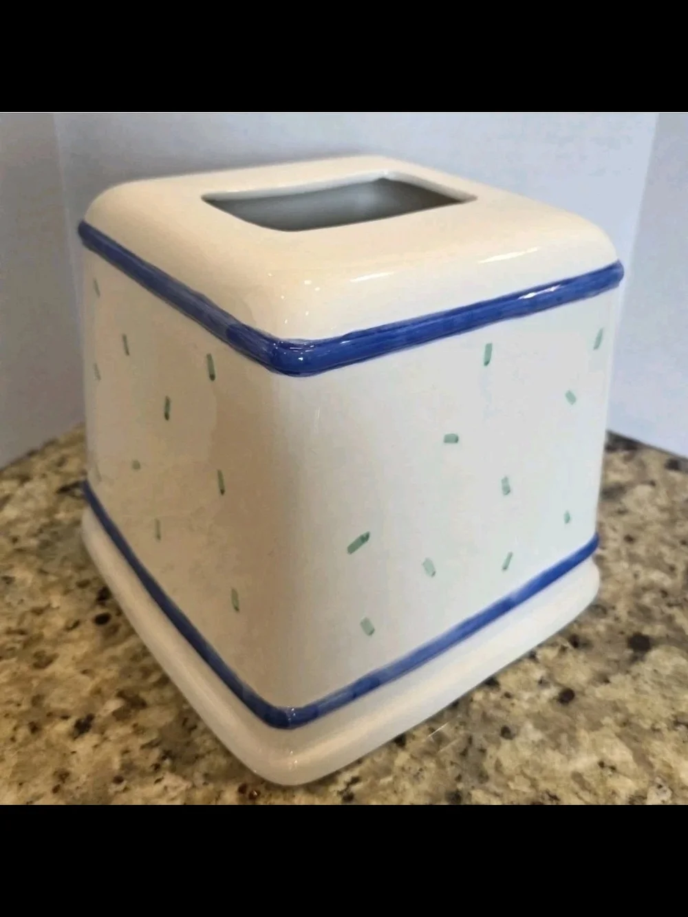 Coco Dowley Ceramic Tissue Box Cover Holder Kitty Cat With Bird Vintage Bathroom